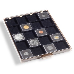 Mincový box MB na QUADRUM, 20 štvorcových otvorov 50 x 50 mm, dymový, čierna výplň (MB20MS)