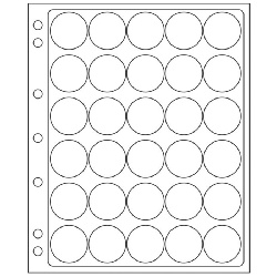 Listy ENCAP na mince v kasli, 2ks/bal, 30 otvorov pre CAPS 30 a 31 mm (ENCAP30/31)