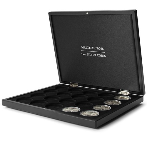 Kazeta VOLTERRA UNO de Luxe, 20 x 1 Oz Ag Maltese Cross v kapsli, čierna
